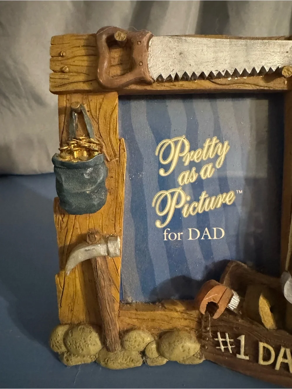 #1 Dad Rustic Tool Theme Picture Frame - Brown